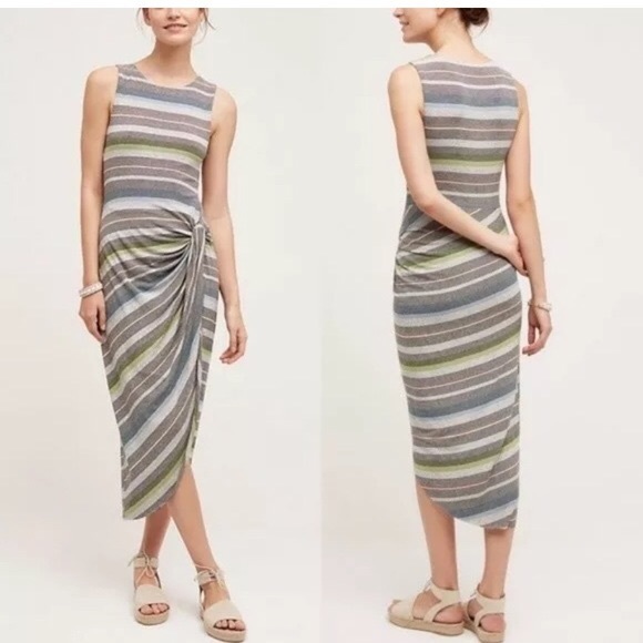 Anthropologie Bailey44 Gathered Stripes midi dress - Picture 2 of 10